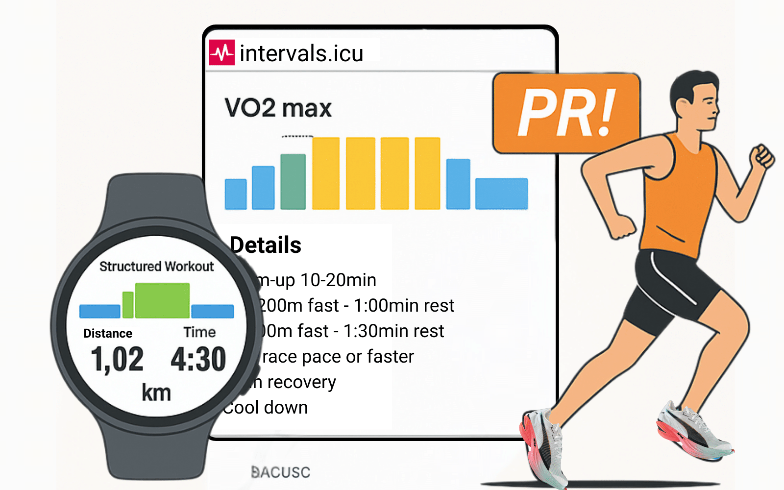 Runner with watch and workout